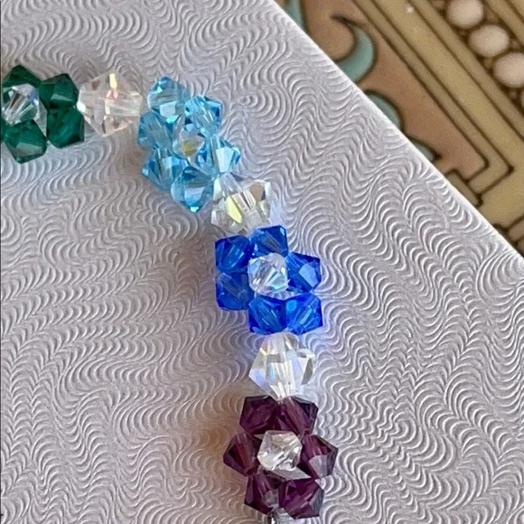 Handmade Swarovski Crystal flower rainbow pride bracelet - Picture 7 of 14